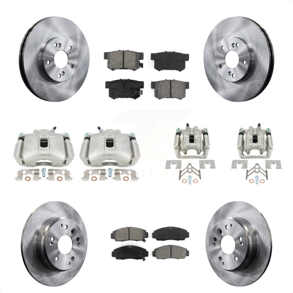 Front Rear Disc Brake Caliper Rotors And Semi-Metallic Pads Kit (10Pc) For Acura TL KC8-101158S by Transit Auto