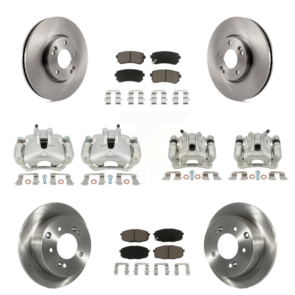 Front Rear Disc Brake Caliper Rotors And Ceramic Pads Kit (10Pc) For Kia Forte5 2.0L KC8-101159C by Transit Auto