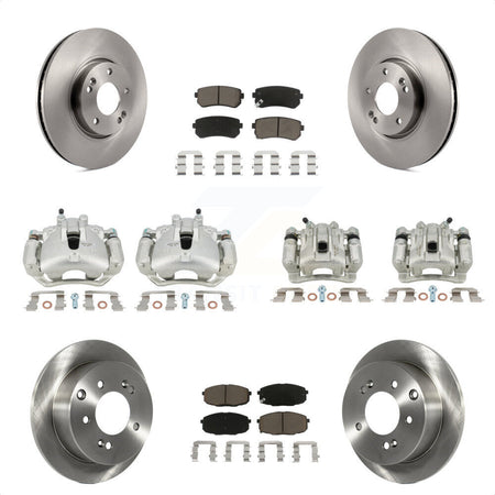 Front Rear Disc Brake Caliper Rotors And Ceramic Pads Kit (10Pc) For Kia Forte5 2.0L KC8-101159C by Transit Auto