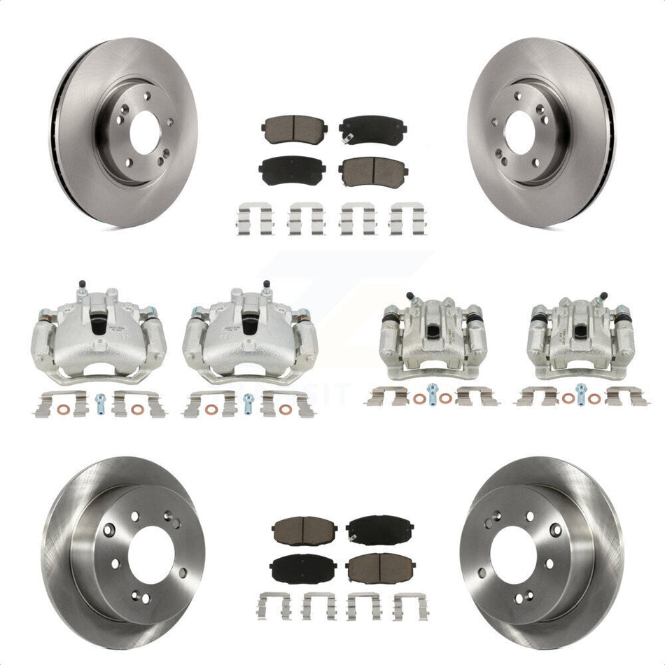 Front Rear Disc Brake Caliper Rotors And Ceramic Pads Kit (10Pc) For Kia Forte5 2.0L KC8-101159C by Transit Auto