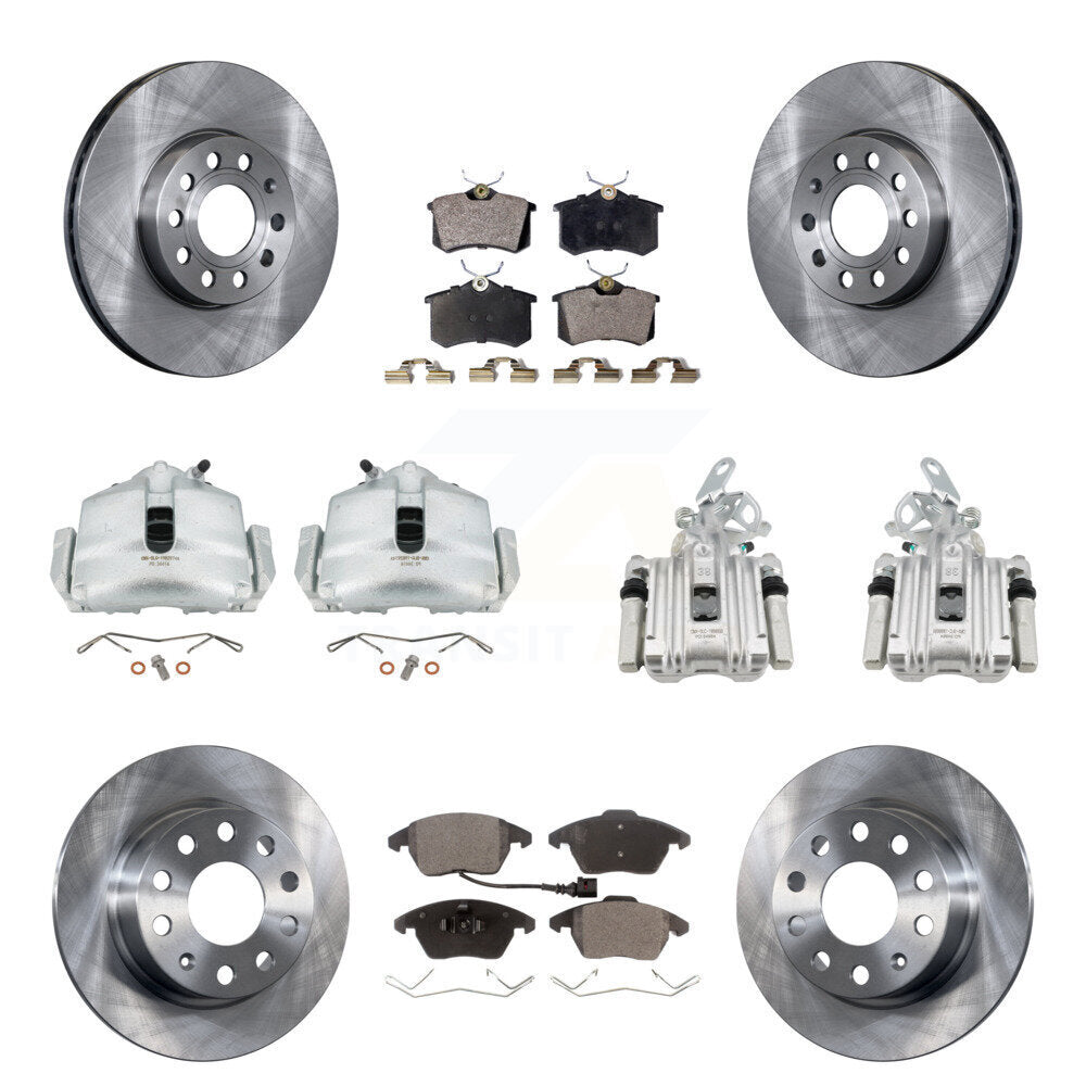 Front Rear Disc Brake Caliper Rotor & Semi-Metallic Pad Kit (10Pc) For Volkswagen Beetle KC8-101161P