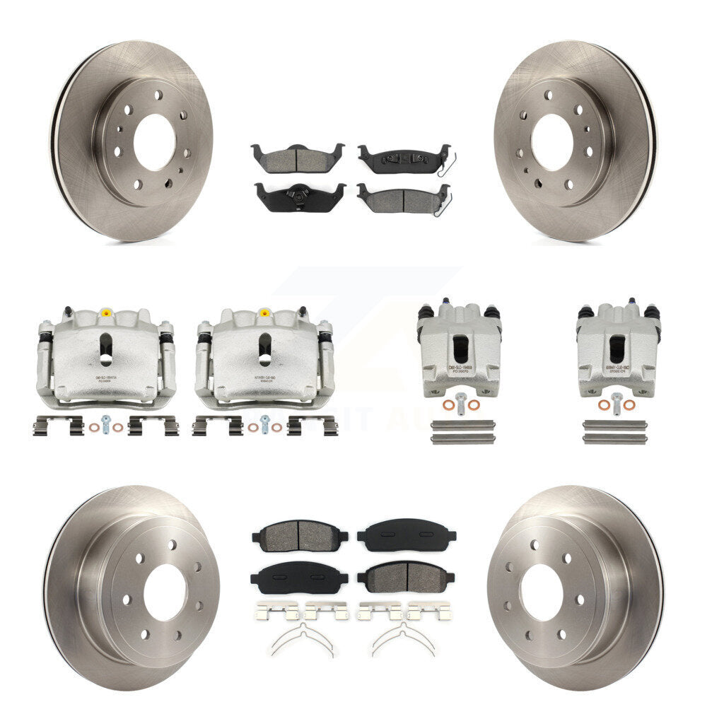 Front Rear Disc Brake Caliper Rotors And Semi-Metallic Pads Kit (10Pc) For Ford F-150 KC8-101161S