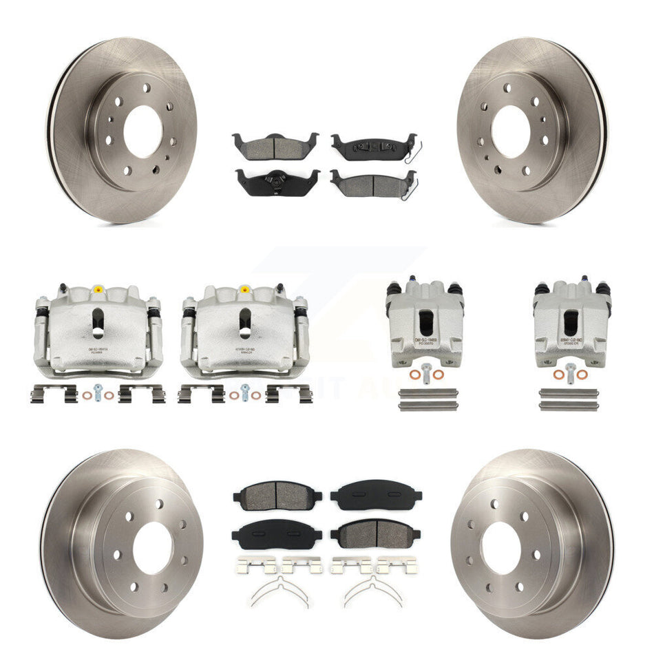 Front Rear Disc Brake Caliper Rotors And Semi-Metallic Pads Kit (10Pc) For Ford F-150 KC8-101161S
