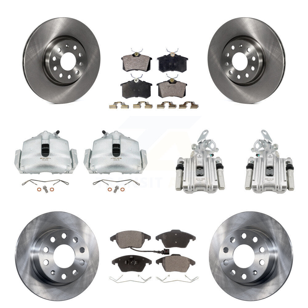 Front Rear Disc Brake Caliper Rotor & Semi-Metallic Pad Kit (10Pc) For Volkswagen Beetle KC8-101163P