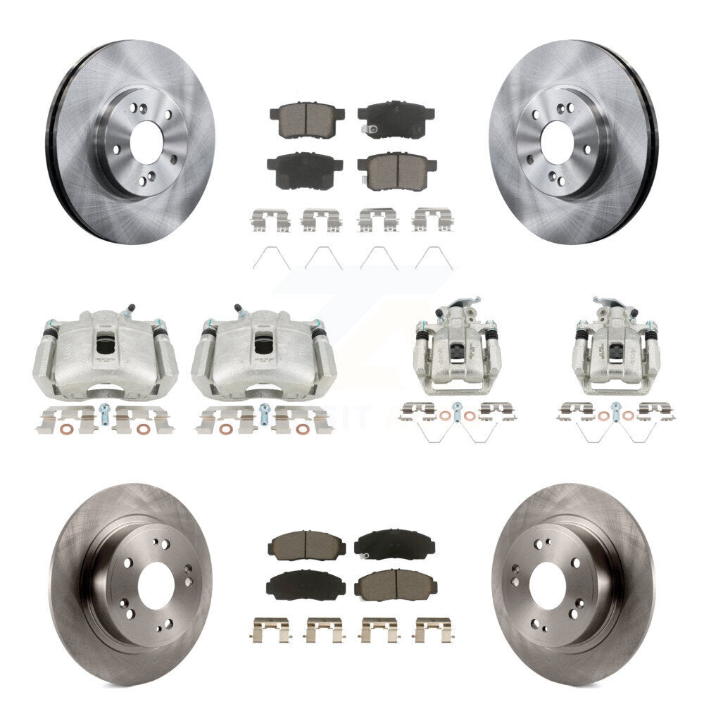 Front Rear Disc Brake Caliper Rotors & Ceramic Pad Kit (10Pc) For Honda Accord Acura TSX KC8-101171C