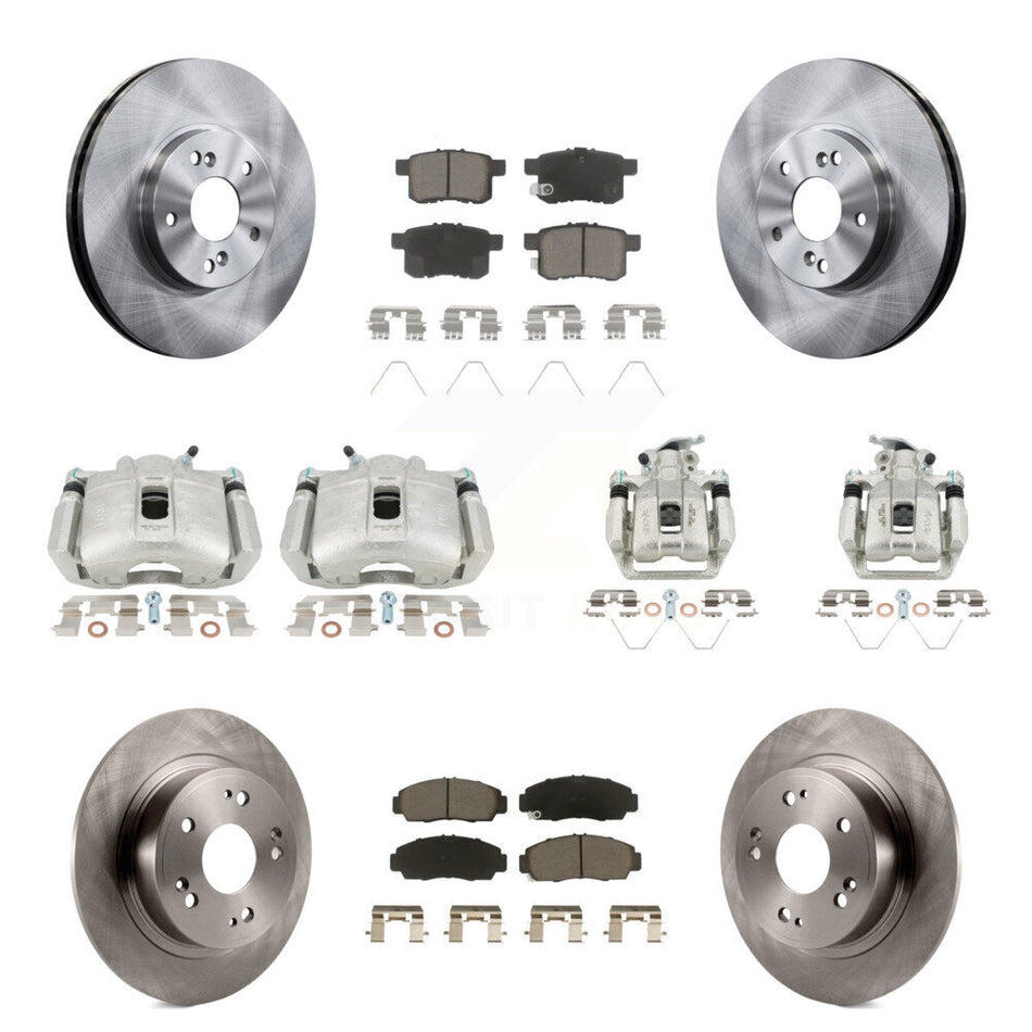 Front Rear Disc Brake Caliper Rotors & Ceramic Pad Kit (10Pc) For Honda Accord Acura TSX KC8-101171C