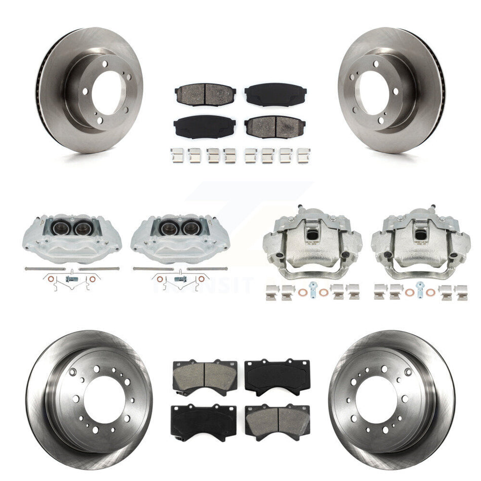 Front Rear Disc Brake Caliper Rotors And Semi-Metallic Pads Kit (10Pc) For Lexus LX570 Toyota Land Cruiser KC8-101172S