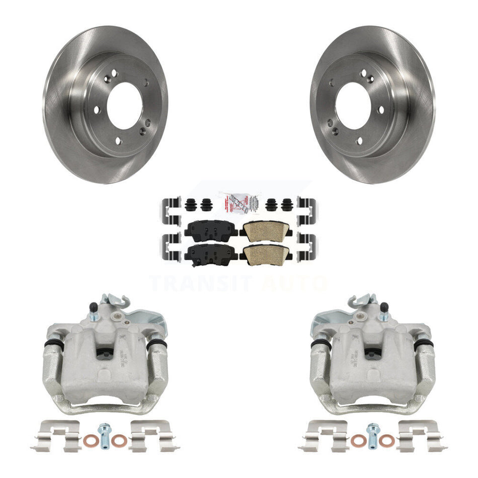 Rear Disc Brake Caliper Rotors And Ceramic Pads Kit For 2014-2016 Kia Soul KC8-101173N