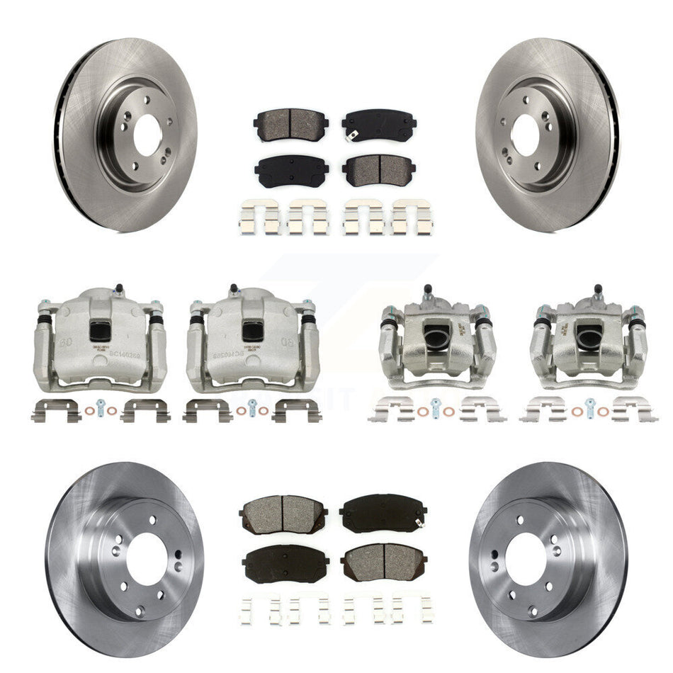 Front Rear Disc Brake Caliper Rotors And Semi-Metallic Pad Kit (10Pc) For Hyundai Tucson KC8-101173S