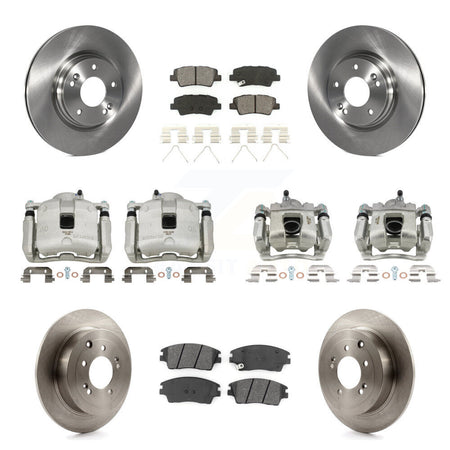 Front Rear Disc Brake Caliper Rotors Semi-Metallic Pad Kit (10Pc) For Hyundai Tucson Kia KC8-101174S