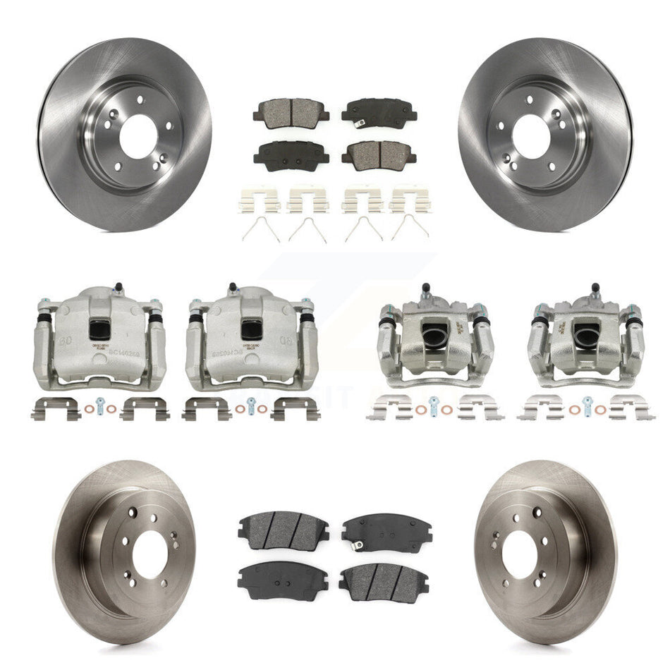 Front Rear Disc Brake Caliper Rotors Semi-Metallic Pad Kit (10Pc) For Hyundai Tucson Kia KC8-101174S