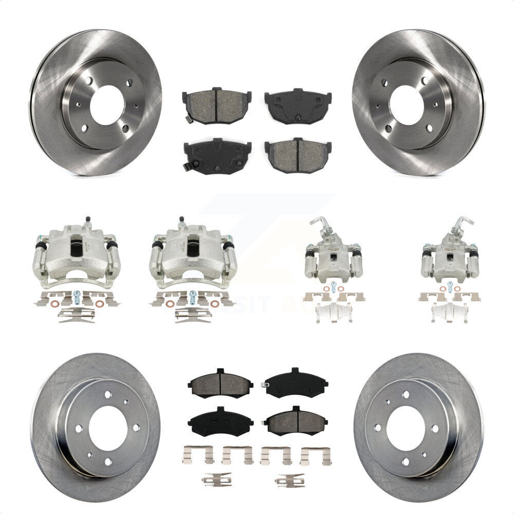 Front Rear Disc Brake Caliper Rotors And Semi-Metallic Pads Kit (10Pc) For Hyundai Elantra rear brakes KC8-101175S by Transit Auto