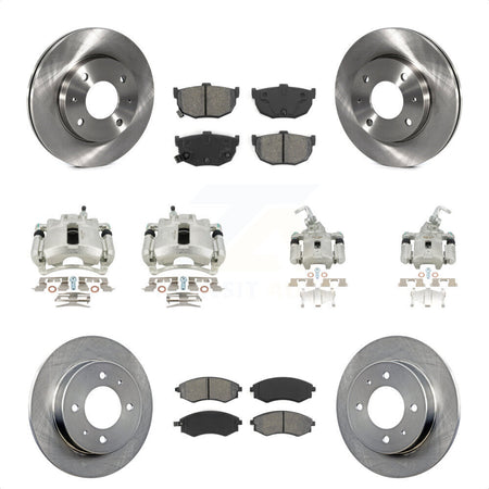 Front Rear Disc Brake Caliper Rotors And Semi-Metallic Pads Kit (10Pc) For 2002 Hyundai Elantra rear brakes To 10 31 01 KC8-101176S by Transit Auto