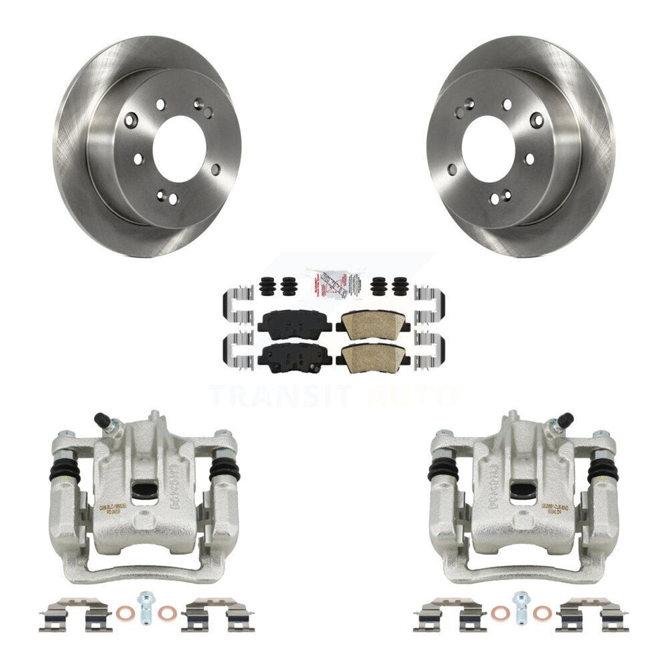 Rear Disc Brake Caliper Rotors And Ceramic Pads Kit For 2010-2013 Kia Soul KC8-101179N