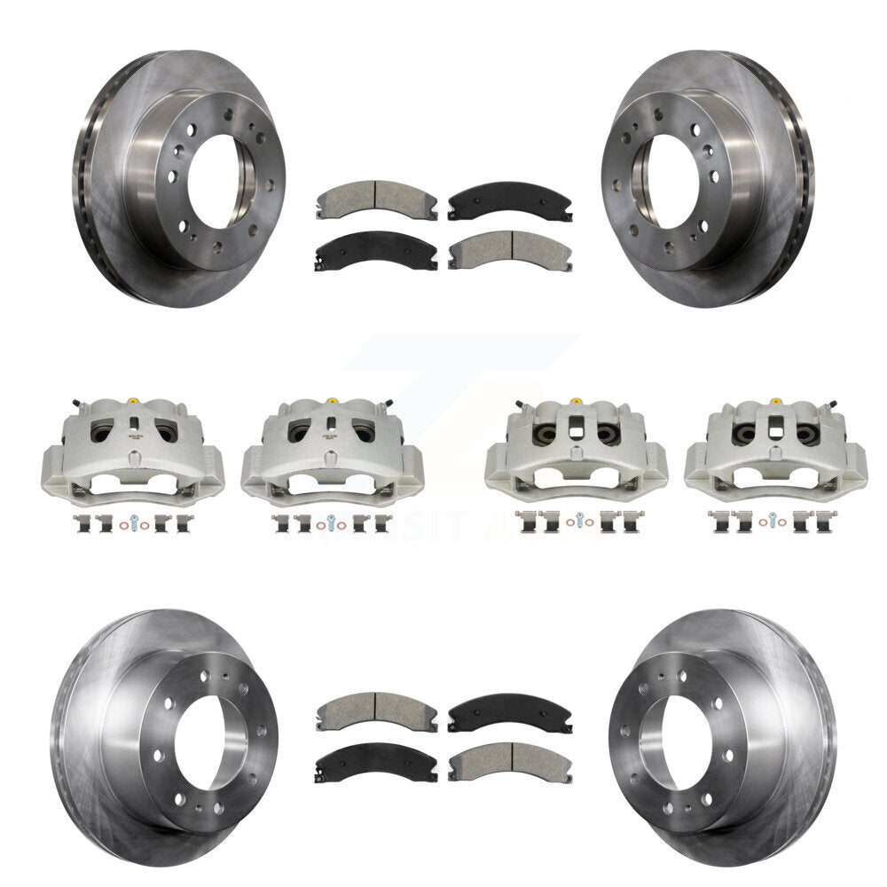 Front Rear Brake Caliper Rotors Semi-Metallic Pad Kit (10Pc) For GMC Chevrolet Sierra HD KC8-101182S