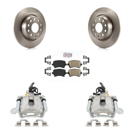 Rear Disc Brake Caliper Rotors And Ceramic Pads Kit For 2010 Volkswagen Jetta TDI Cup Edition with 2.0L DIESEL engine With 282mm Diameter Rotor KC8-101183N by Transit Auto