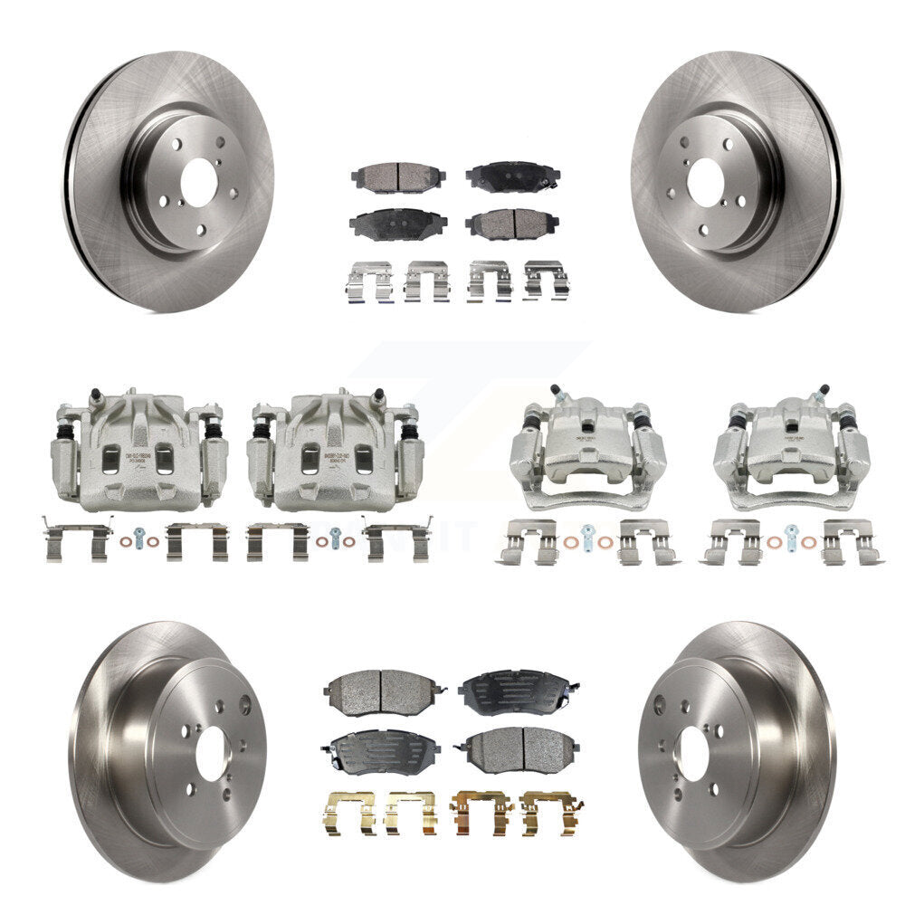 Front Rear Disc Brake Caliper Rotors And Semi-Metallic Pads Kit (10Pc) For Subaru WRX KC8-101187P