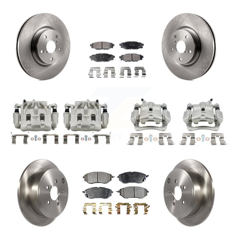 Front Rear Disc Brake Caliper Rotors And Semi-Metallic Pads Kit (10Pc) For Subaru WRX KC8-101187P