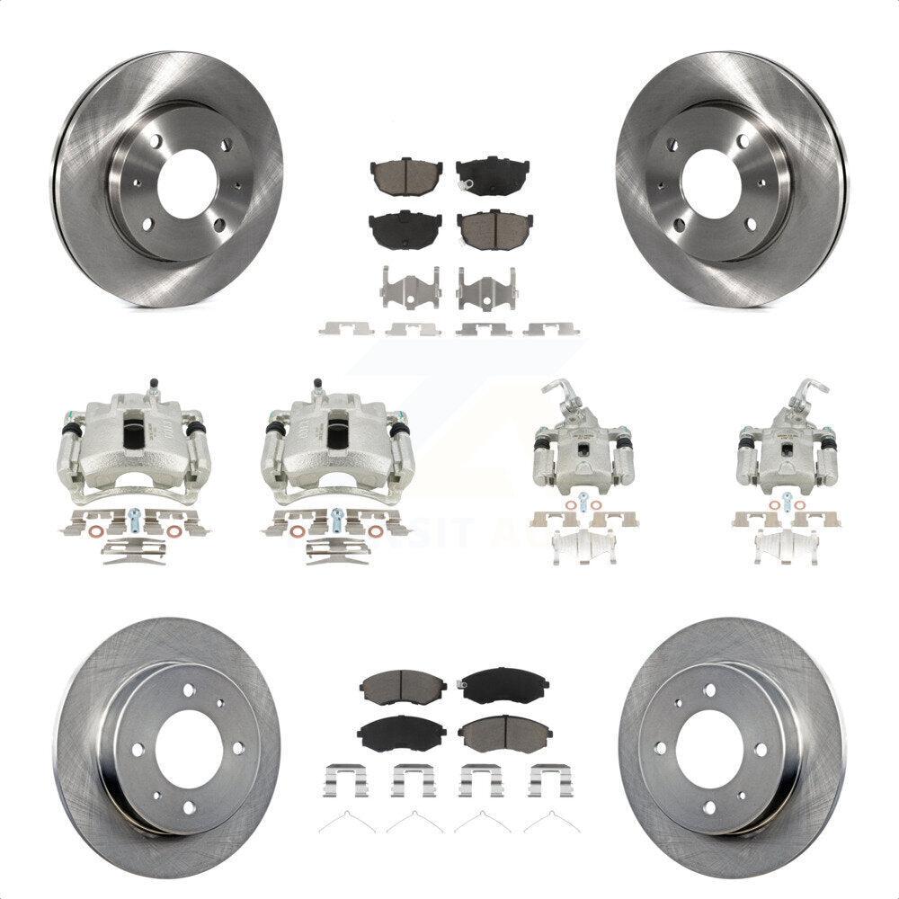 Front Rear Disc Brake Caliper Rotors And Ceramic Pads Kit (10Pc) For 2002 Hyundai Elantra rear brakes To 10 31 01 KC8-101188C by Transit Auto