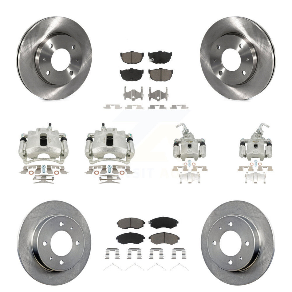 Front Rear Disc Brake Caliper Rotors And Ceramic Pads Kit (10Pc) For 2002 Hyundai Elantra rear brakes To 10 31 01 KC8-101188C