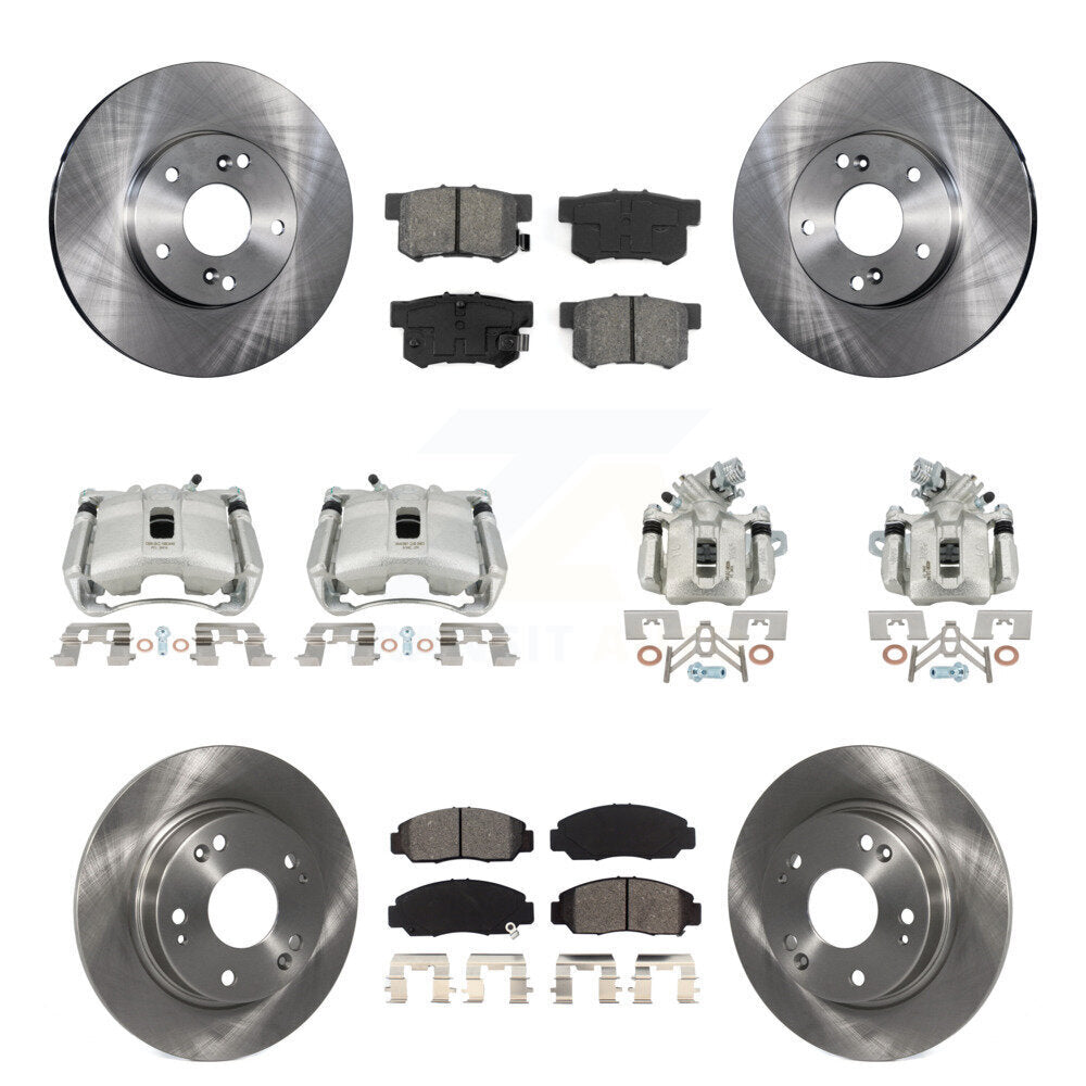 Front Rear Disc Brake Caliper Rotors And Semi-Metallic Pads Kit (10Pc) For Acura CSX KC8-101188S