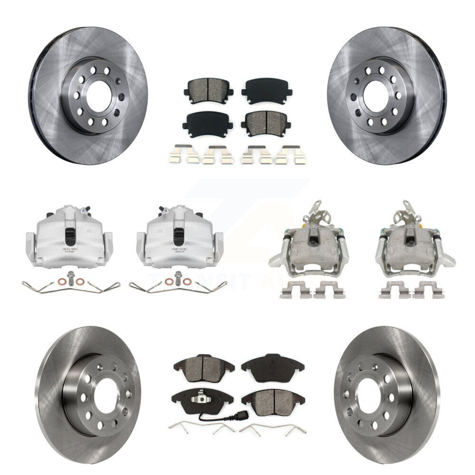 Front Rear Disc Brake Caliper Rotors And Semi-Metallic Pads Kit (10Pc) For 2006-2009 Volkswagen Rabbit KC8-101190S