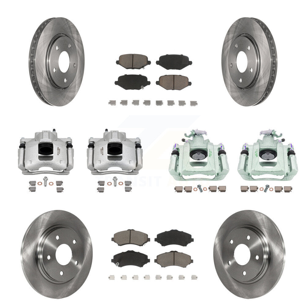 Front Rear Disc Brake Caliper Rotors And Ceramic Pads Kit (10Pc) For Ram C/V KC8-101193C