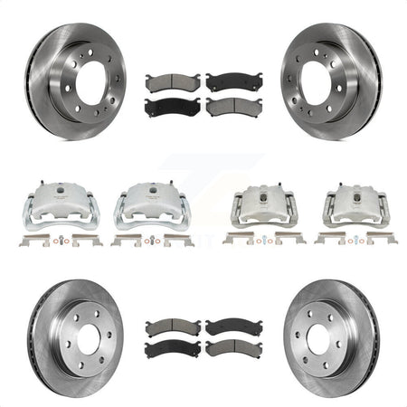 Front Rear Disc Brake Caliper Rotors And Semi-Metallic Pads Kit (10Pc) For Chevrolet Silverado 2500 HD GMC Sierra Hummer H2 1500 Suburban Yukon XL Avalanche Classic KC8-101193S by Transit Auto