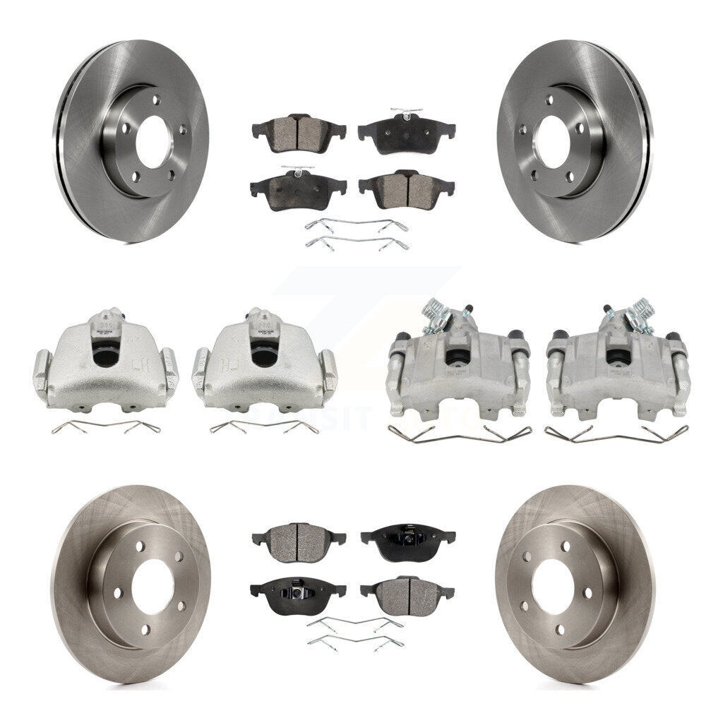 Front Rear Disc Brake Caliper Rotors And Ceramic Pads Kit (10Pc) For Mazda 3 Sport KC8-101195T