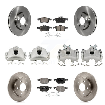 Front Rear Disc Brake Caliper Rotors And Ceramic Pads Kit (10Pc) For Mazda 3 Sport KC8-101195T