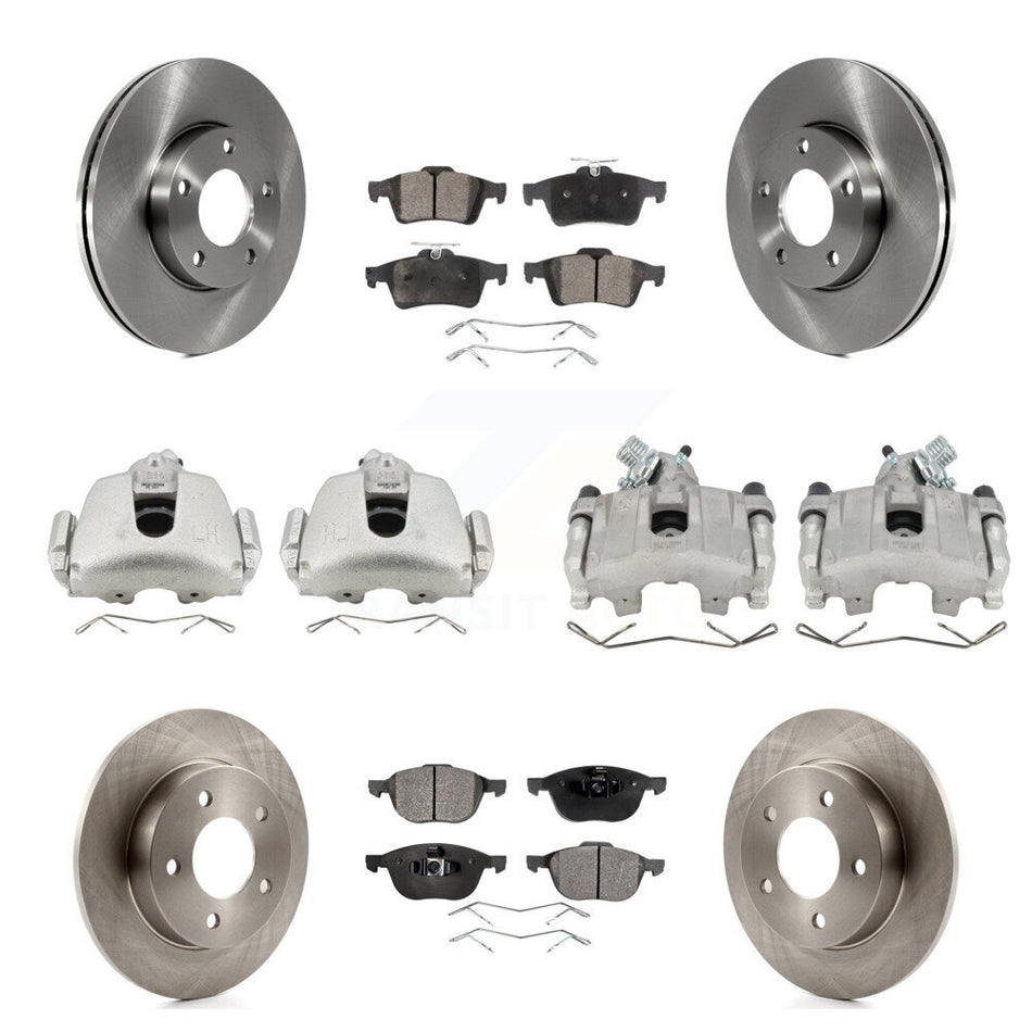 Front Rear Disc Brake Caliper Rotors And Ceramic Pads Kit (10Pc) For Mazda 3 Sport KC8-101195T
