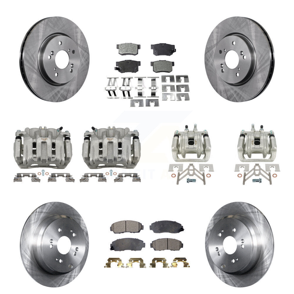 Front Rear Disc Brake Caliper Rotors And Semi-Metallic Pads Kit (10Pc) For Acura RDX KC8-101196P