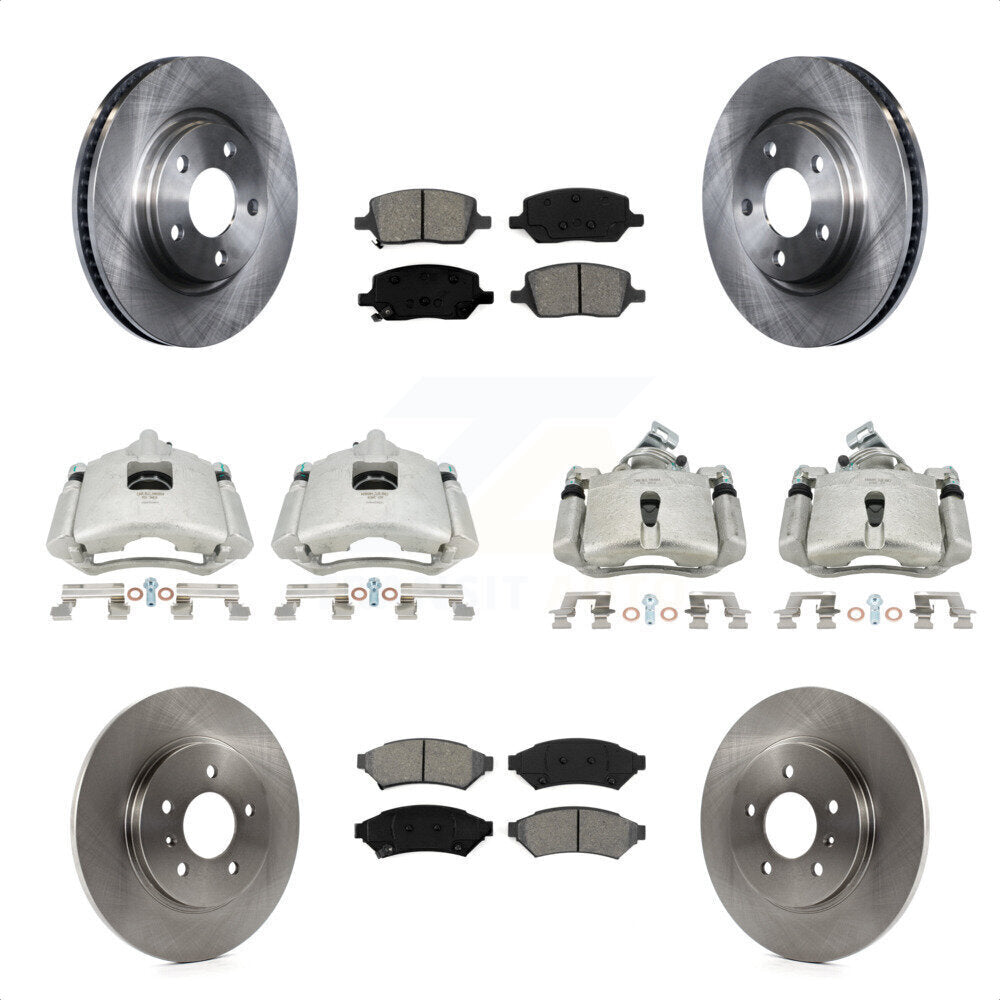 Front Rear Disc Brake Caliper Rotors And Semi-Metallic Pads Kit (10Pc) For 2005 Chevrolet Uplander Pontiac Montana Buick Terraza Saturn Relay KC8-101196S by Transit Auto