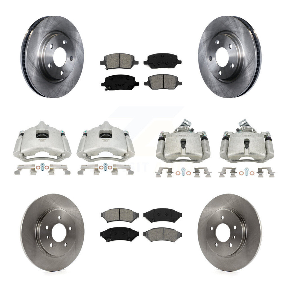 Front Rear Disc Brake Caliper Rotors And Semi-Metallic Pads Kit (10Pc) For 2005 Chevrolet Uplander Pontiac Montana Buick Terraza Saturn Relay KC8-101196S