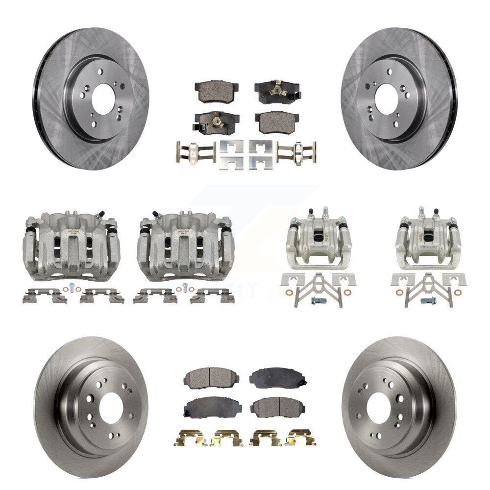Front Rear Brake Caliper Rotor & Semi-Metallic Pad Kit (10Pc) For Honda Accord Crosstour KC8-101197P