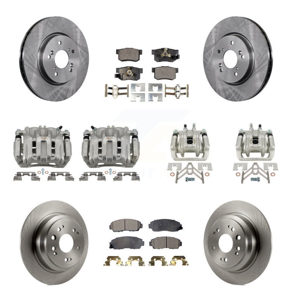 Front Rear Brake Caliper Rotor & Semi-Metallic Pad Kit (10Pc) For Honda Accord Crosstour KC8-101197P