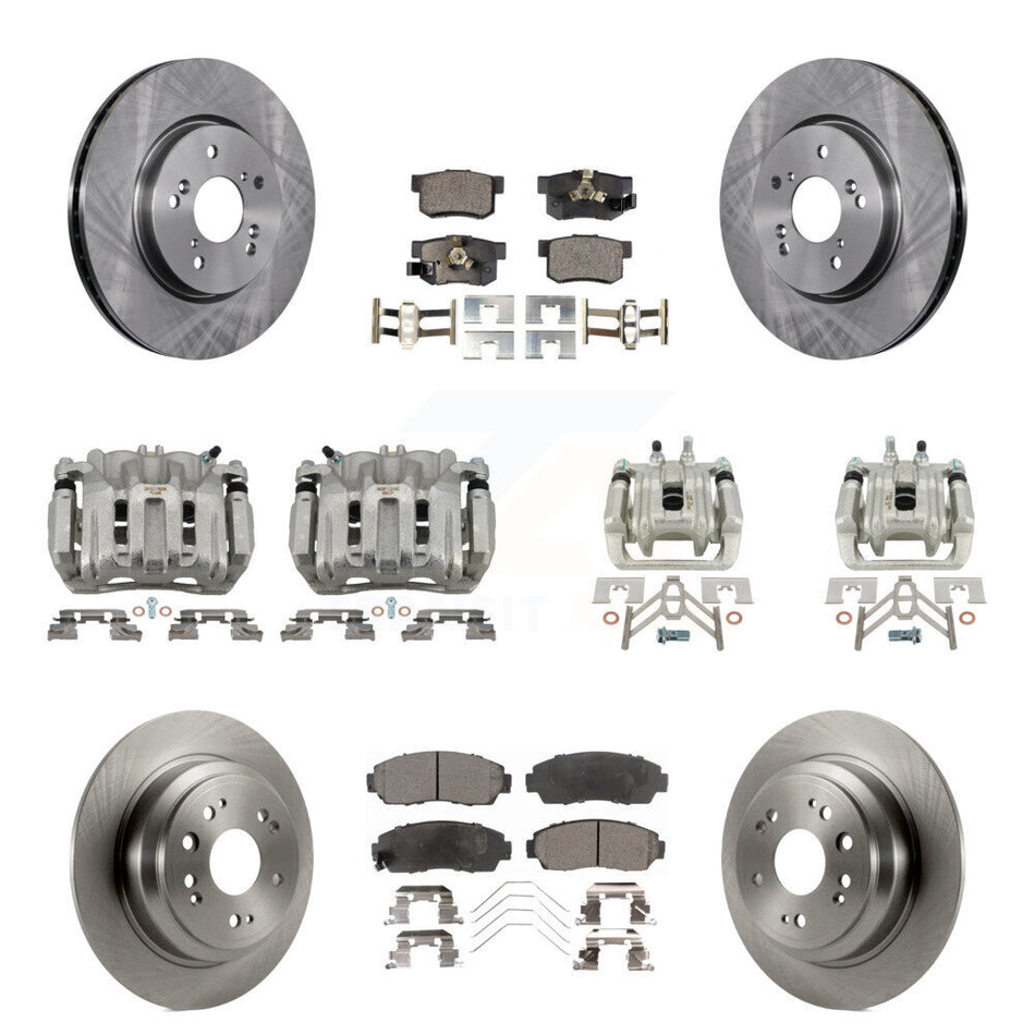 Front Rear Brake Caliper Rotor & Semi-Metallic Pad Kit (10Pc) For Honda Accord Crosstour KC8-101198P