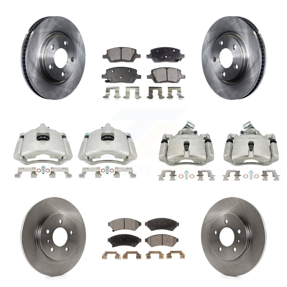Front Rear Disc Brake Caliper Rotors And Semi-Metallic Pads Kit (10Pc) For 2005 Chevrolet Uplander Pontiac Montana Buick Terraza Saturn Relay KC8-101199P