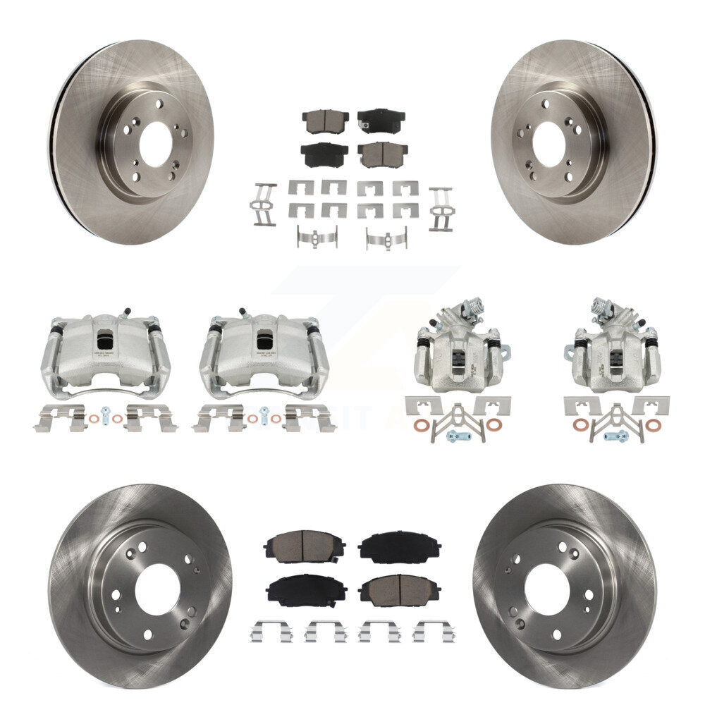 Front Rear Brake Caliper Rotor And Ceramic Pad Kit (10Pc) For 2007-2010 Acura CSX Type-S KC8-101201C