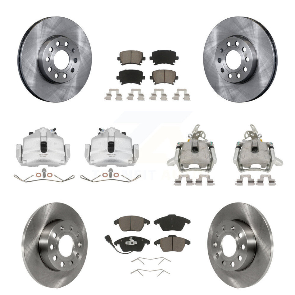Front Rear Disc Brake Caliper Rotors And Ceramic Pads Kit (10Pc) For 2006-2009 Volkswagen Rabbit KC8-101202C