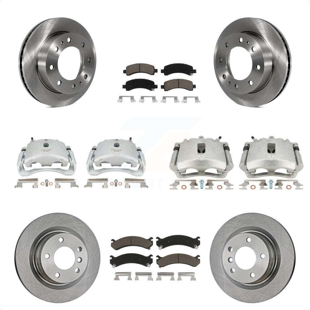 Front Rear Disc Brake Caliper Rotors And Ceramic Pads Kit (10Pc) For Chevrolet Express 2500 GMC Savana KC8-101204C by Transit Auto