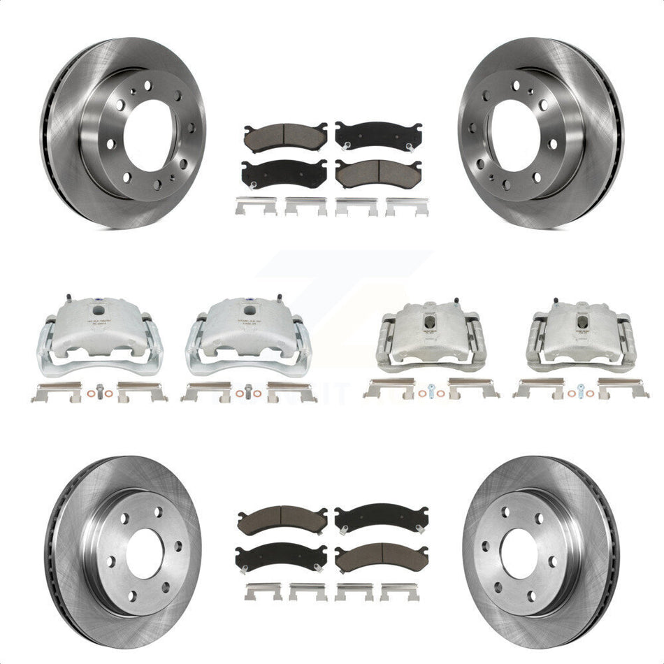 Front Rear Disc Brake Caliper Rotors And Ceramic Pads Kit (10Pc) For Chevrolet Silverado 2500 HD GMC Sierra Hummer H2 1500 Suburban Yukon XL Avalanche Classic KC8-101205C by Transit Auto