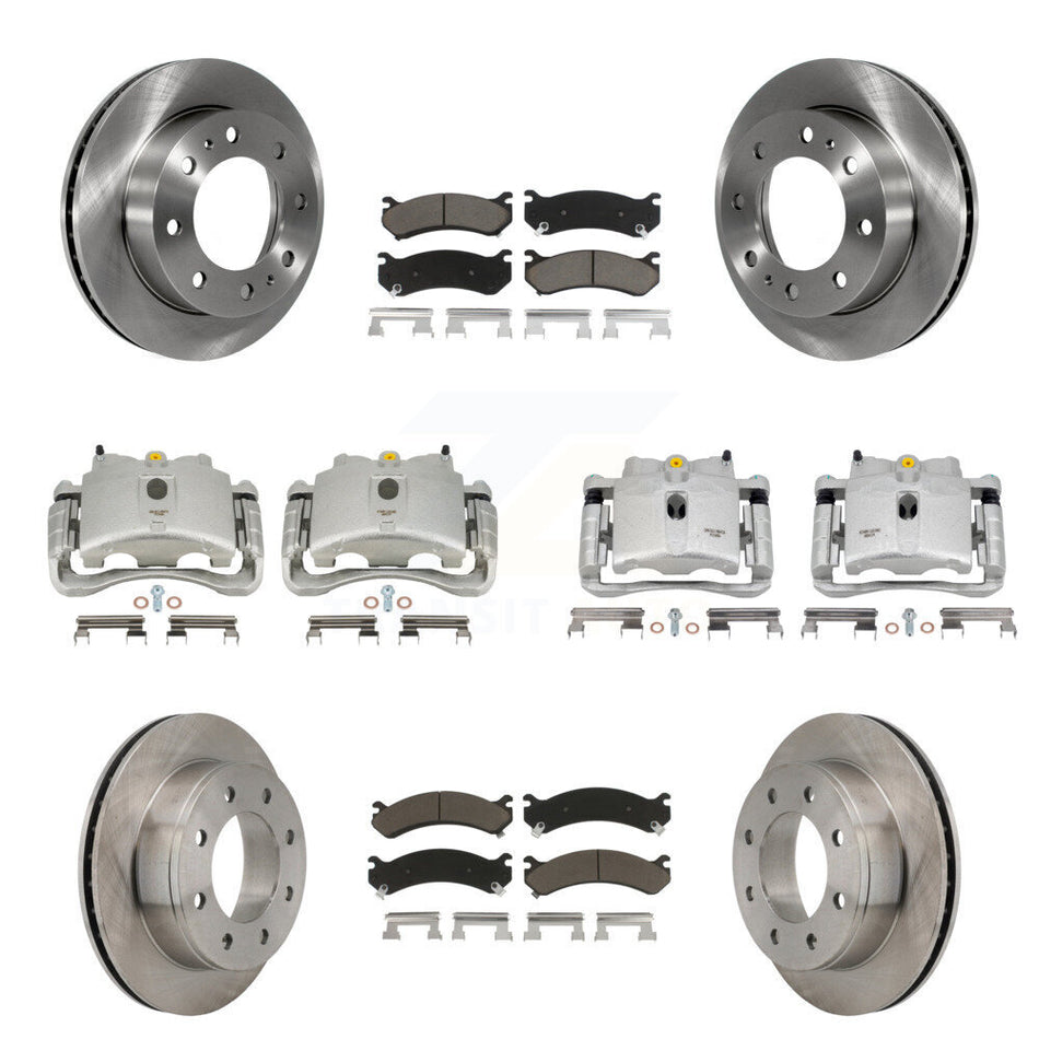 Front Rear Disc Brake Caliper Rotors And Ceramic Pads Kit (10Pc) For Chevrolet Silverado 2500 HD GMC Sierra Hummer H2 1500 Suburban Yukon XL Avalanche Classic KC8-101205C