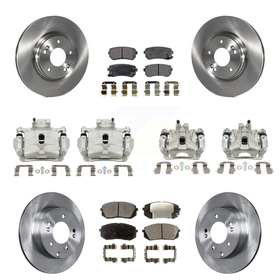 Front Rear Disc Brake Caliper Rotors And Semi-Metallic Pad Kit (10Pc) For Hyundai Sonata KC8-101206P