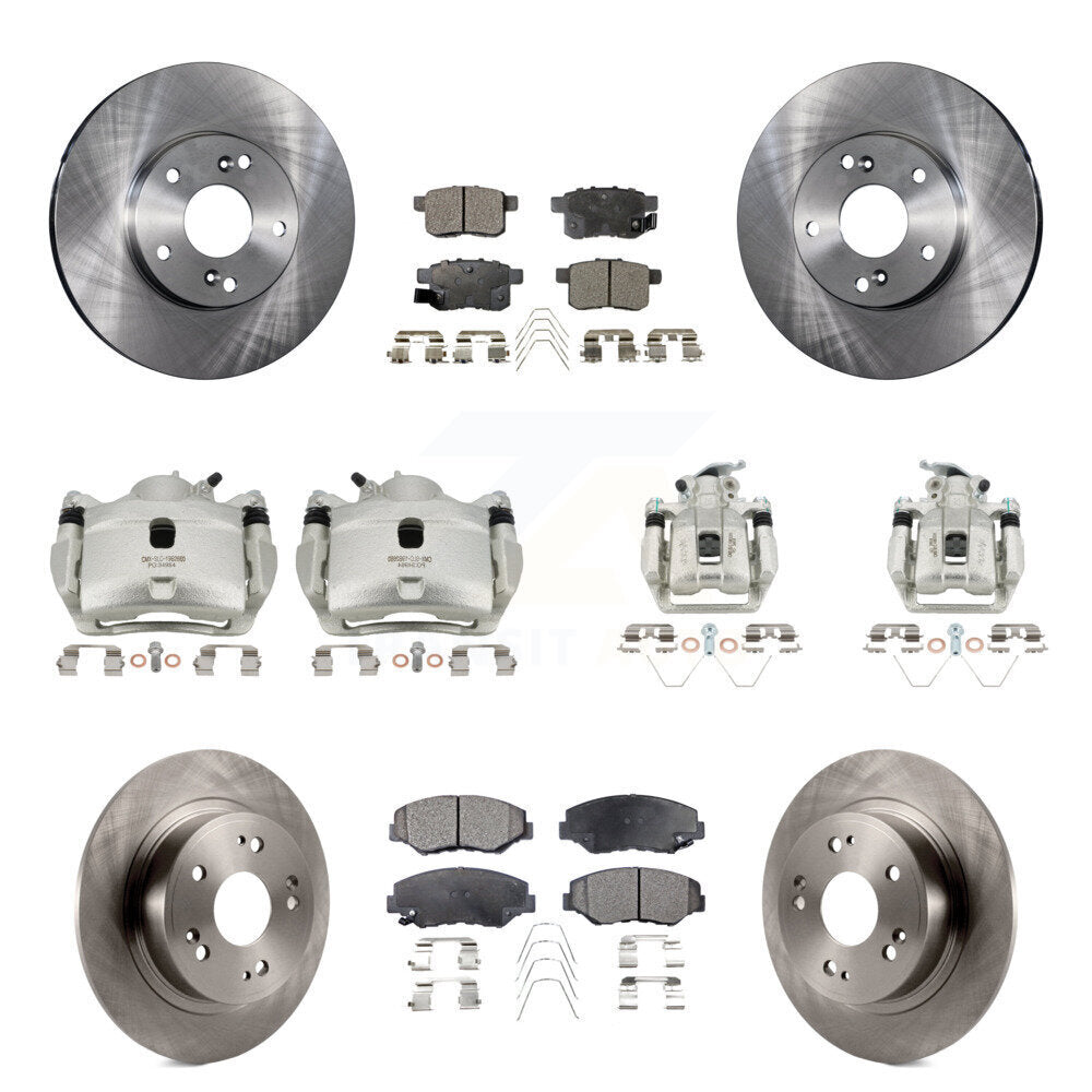 Front Rear Disc Brake Caliper Rotors And Ceramic Pads Kit (10Pc) For Honda Accord KC8-101206T