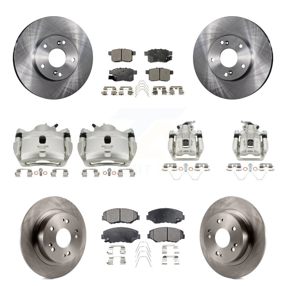 Front Rear Disc Brake Caliper Rotors And Ceramic Pads Kit (10Pc) For Honda Accord KC8-101206T