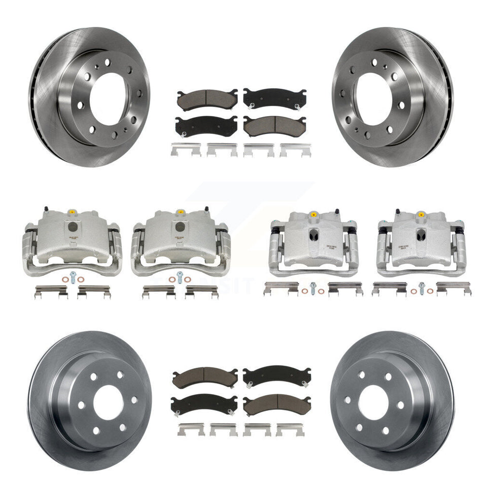 Front Rear Disc Brake Caliper Rotors And Ceramic Pads Kit (10Pc) For 2003 Chevrolet Silverado 2500 HD Suburban GMC Sierra KC8-101207C