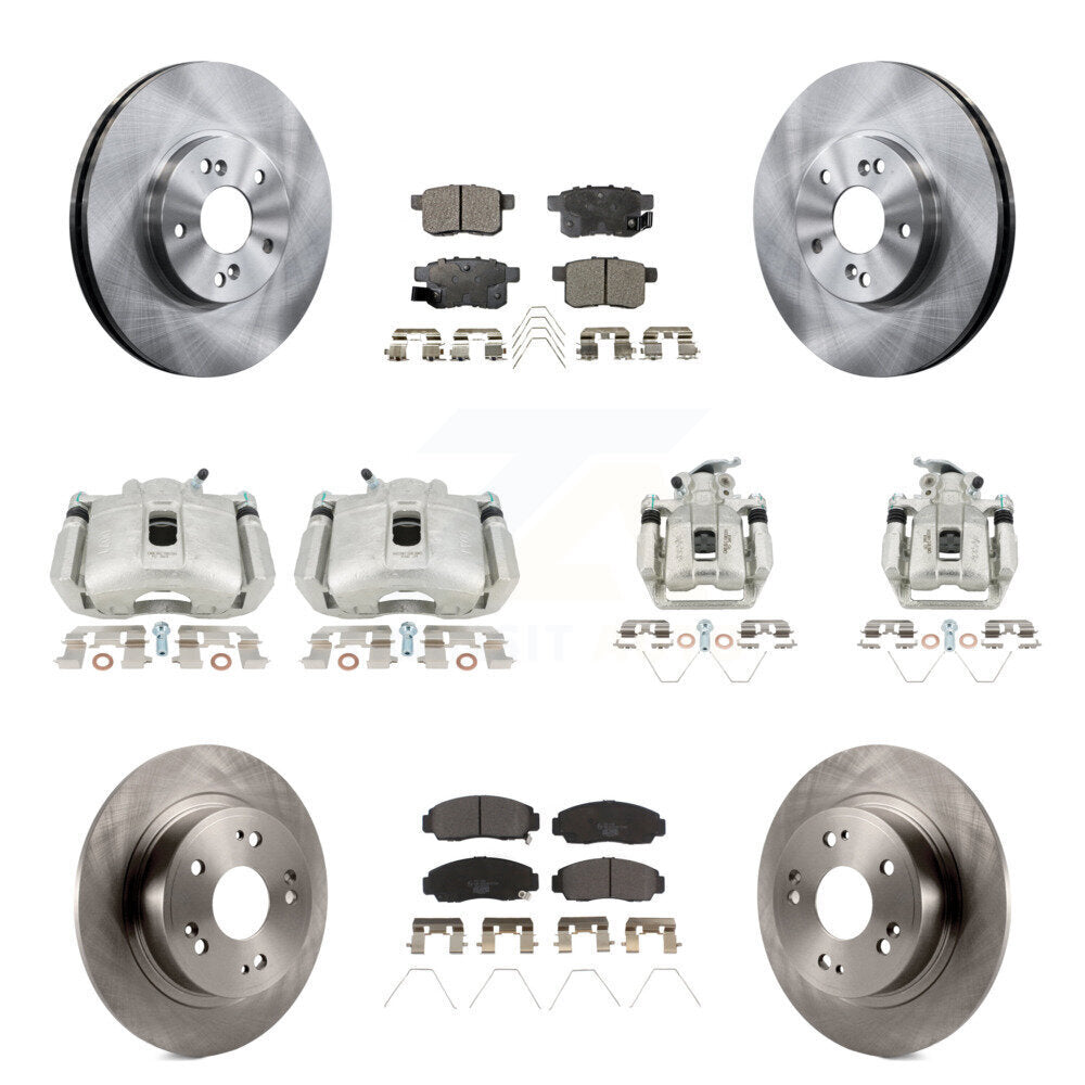 Front Rear Disc Brake Caliper Rotors & Ceramic Pad Kit (10Pc) For Honda Accord Acura TSX KC8-101207T