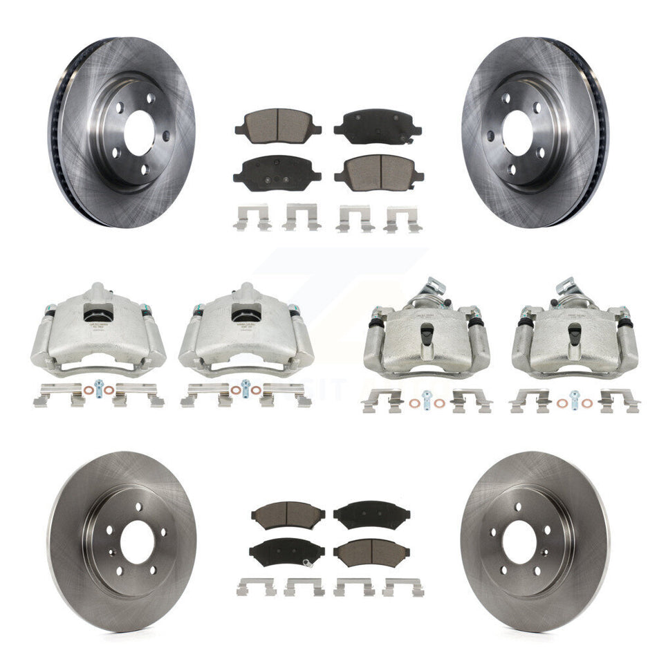 Front Rear Disc Brake Caliper Rotors And Ceramic Pads Kit (10Pc) For 2005 Chevrolet Uplander Pontiac Montana Buick Terraza Saturn Relay KC8-101208C