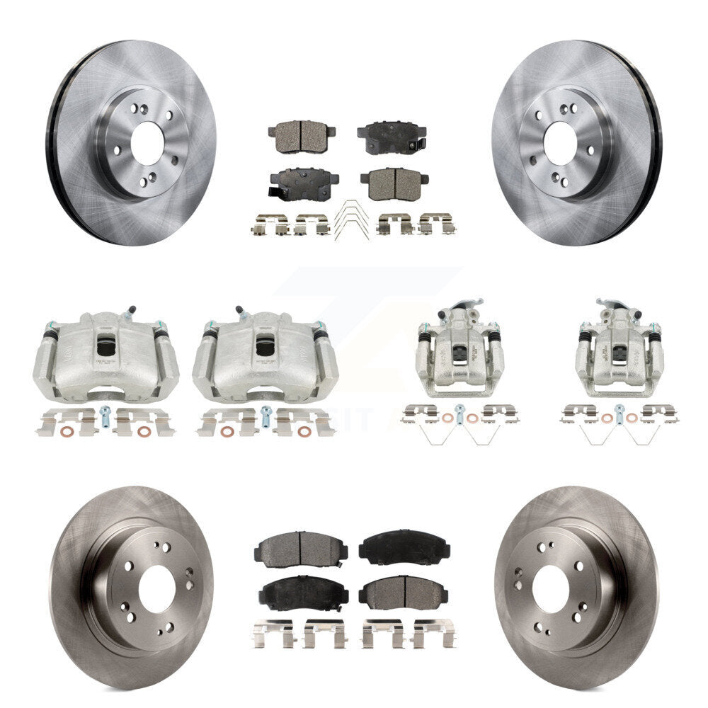 Front Rear Disc Brake Caliper Rotors & Ceramic Pad Kit (10Pc) For Honda Accord Acura TSX KC8-101208T